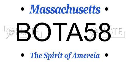 BOTA58 Massachusetts License Plate