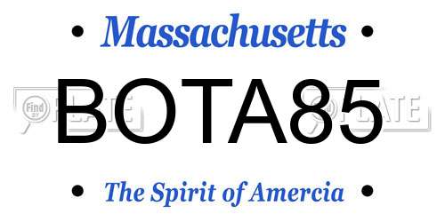 BOTA85 Massachusetts License Plate