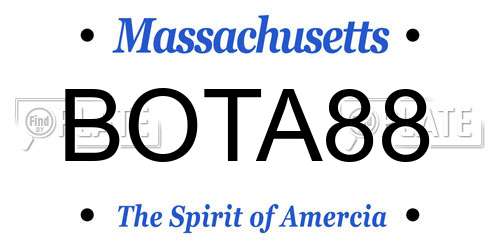 BOTA88 Massachusetts License Plate