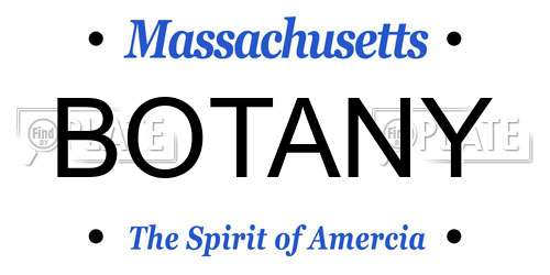 BOTANY Massachusetts License Plate