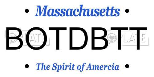 BOTDBTT Massachusetts License Plate
