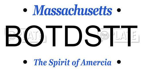 BOTDSTT Massachusetts License Plate