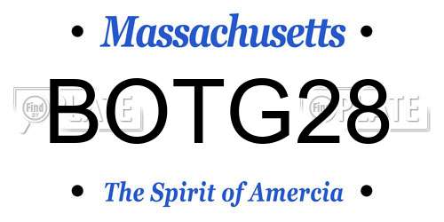 BOTG28 Massachusetts License Plate