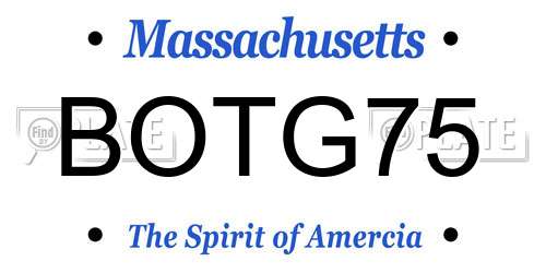 BOTG75 Massachusetts License Plate