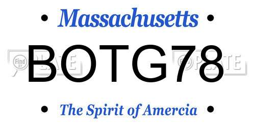 BOTG78 Massachusetts License Plate