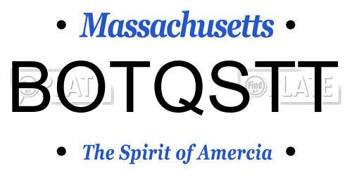 BOTQSTT Massachusetts License Plate