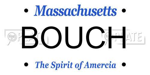 BOUCH Massachusetts License Plate