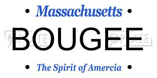 BOUGEE Massachusetts License Plate