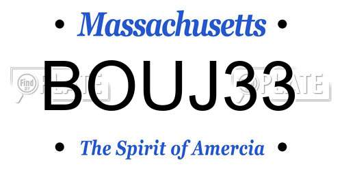 BOUJ33 Massachusetts License Plate