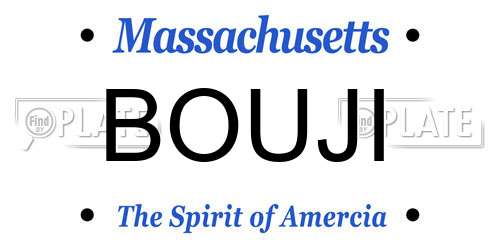 BOUJI Massachusetts License Plate