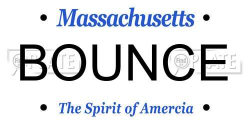 BOUNCE Massachusetts License Plate