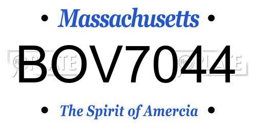 BOV7044 Massachusetts License Plate