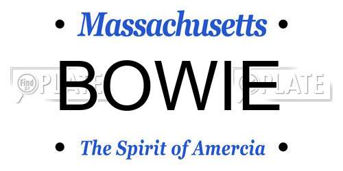 BOWIE Massachusetts License Plate