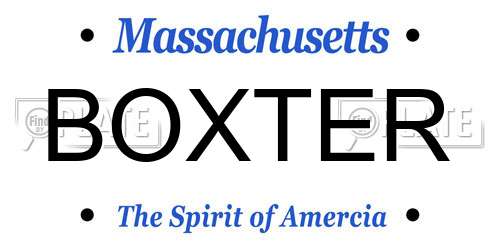 BOXTER Massachusetts License Plate