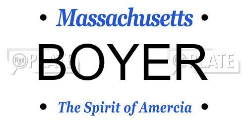 BOYER Massachusetts License Plate
