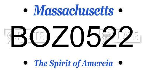 BOZ0522 Massachusetts License Plate
