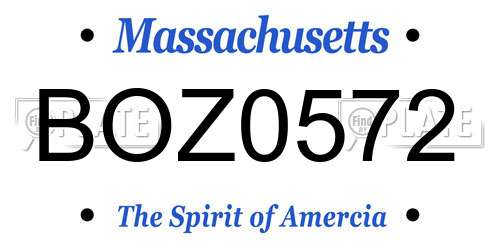 BOZ0572 Massachusetts License Plate