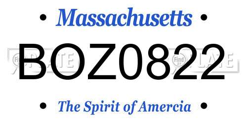 BOZ0822 Massachusetts License Plate