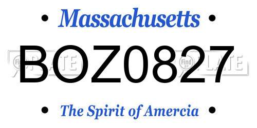 BOZ0827 Massachusetts License Plate