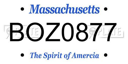 BOZ0877 Massachusetts License Plate