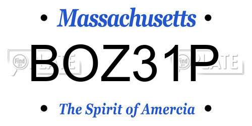 BOZ31P Massachusetts License Plate