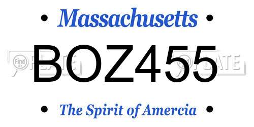 BOZ455 Massachusetts License Plate