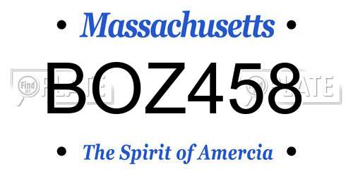 BOZ458 Massachusetts License Plate