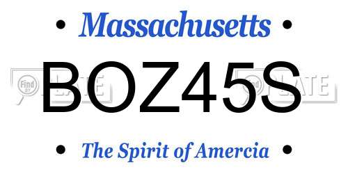 BOZ45S Massachusetts License Plate