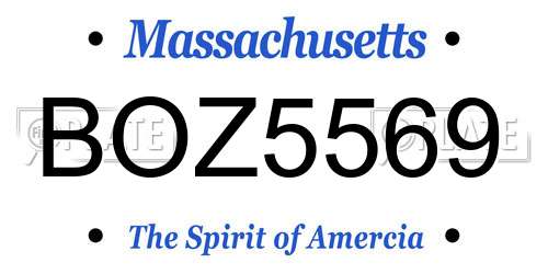 BOZ5569 Massachusetts License Plate