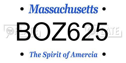 BOZ625 Massachusetts License Plate