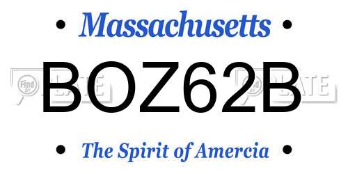 BOZ62B Massachusetts License Plate