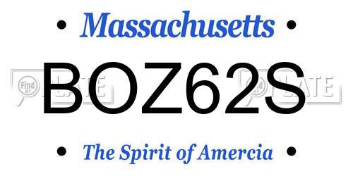 BOZ62S Massachusetts License Plate