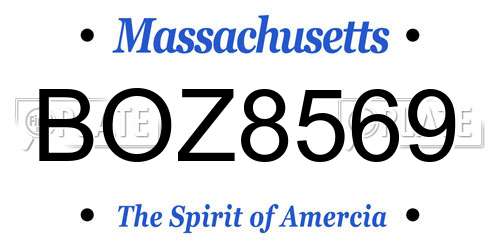 BOZ8569 Massachusetts License Plate