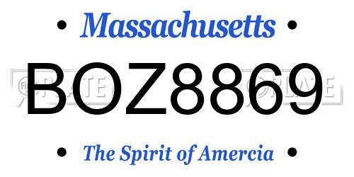BOZ8869 Massachusetts License Plate