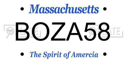 BOZA58 Massachusetts License Plate