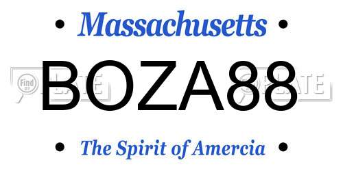 BOZA88 Massachusetts License Plate