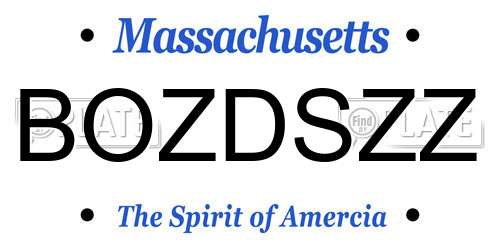 BOZDSZZ Massachusetts License Plate