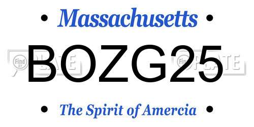BOZG25 Massachusetts License Plate