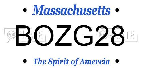 BOZG28 Massachusetts License Plate