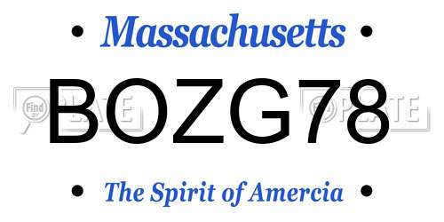 BOZG78 Massachusetts License Plate