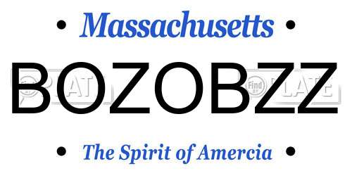 BOZOBZZ Massachusetts License Plate