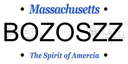 BOZOSZZ Massachusetts License Plate