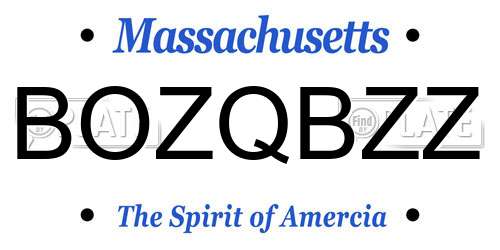 BOZQBZZ Massachusetts License Plate