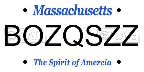 BOZQSZZ Massachusetts License Plate