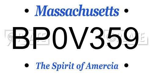 BP0V359 Massachusetts License Plate