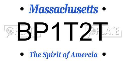 BP1T2T Massachusetts License Plate