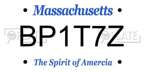 BP1T7Z Massachusetts License Plate