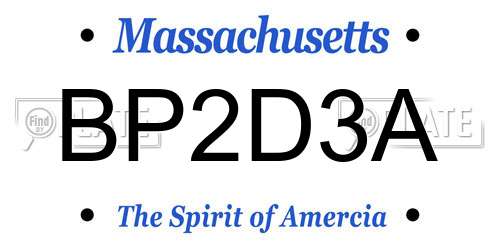 BP2D3A Massachusetts License Plate