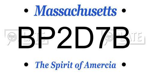BP2D7B Massachusetts License Plate