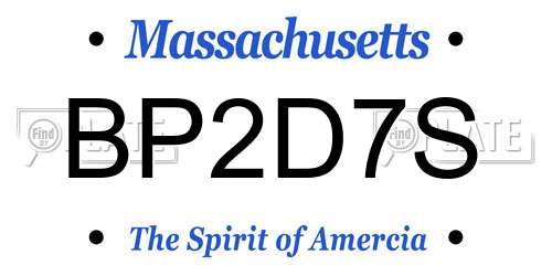 BP2D7S Massachusetts License Plate
